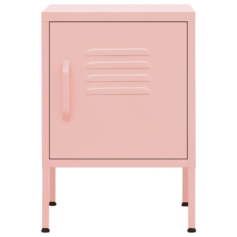 Izzabel 35cm W Steel Bedside Table, Pink, Set of 2