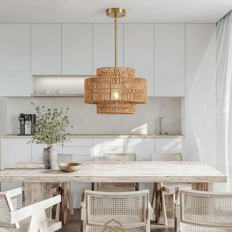 Luminaire suspendu 1 lumière Boho Rattan