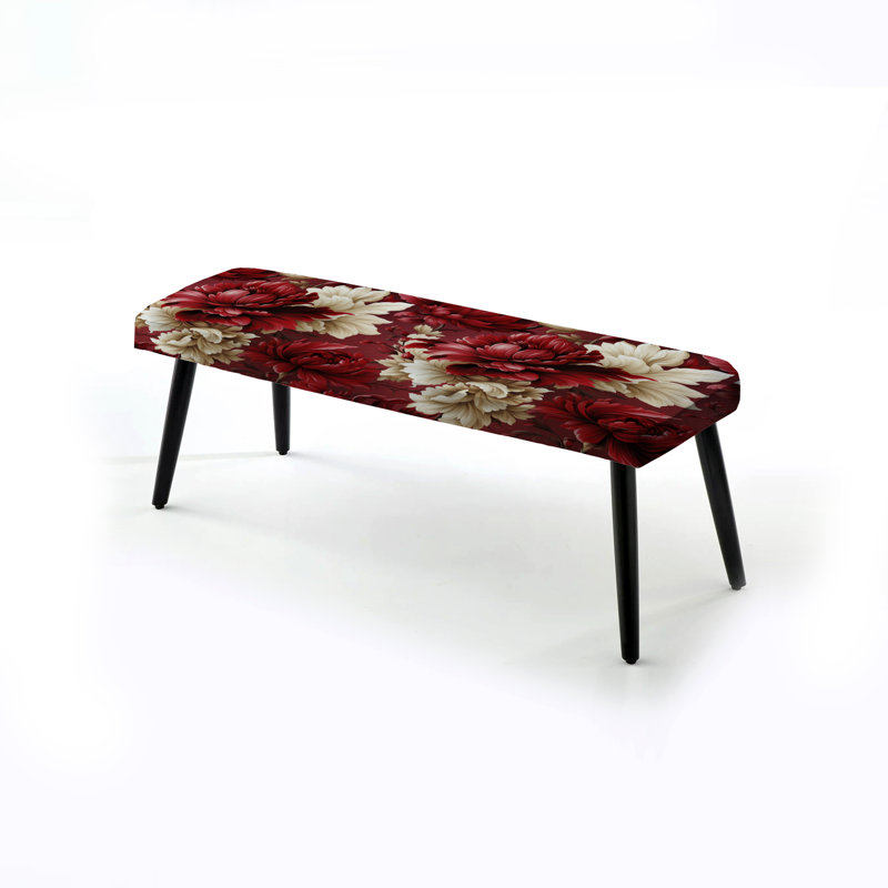 Red Regal - damassé opulence - banc rembourré floral noir