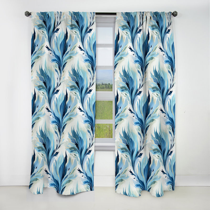 Ikat Breeze bleu et blanc - Rideau Ikat - Rideau occultant - 1 panneau, L 52 po x L 108 po