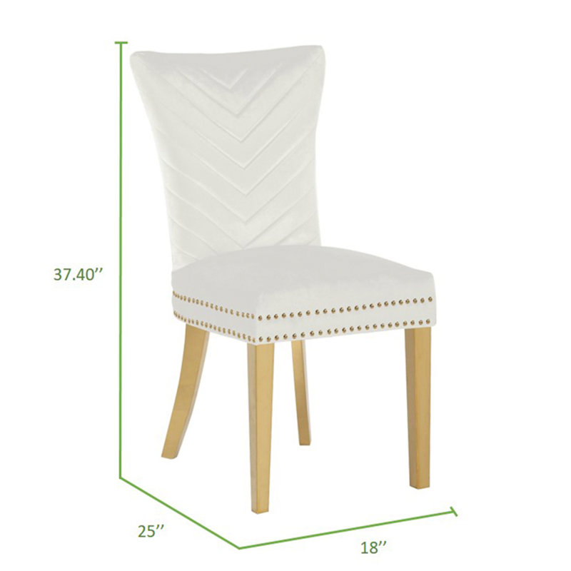 Chaises de salle à manger à pieds dorés 2 pièces Eva avec finition en velours beige, Beige
