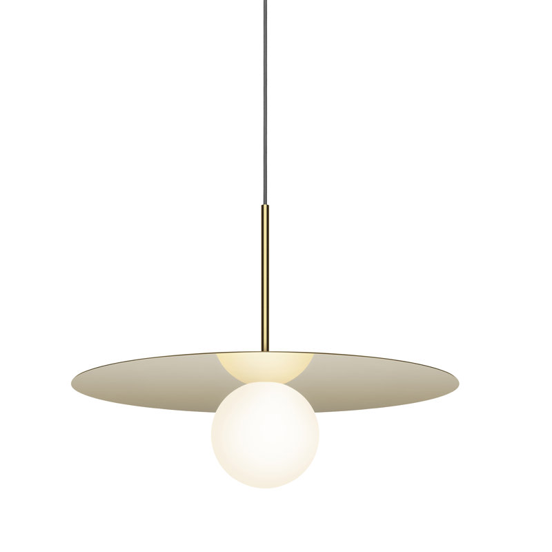 Bola Disc Pendant, Brass, 14" H x 18" W x 18" D
