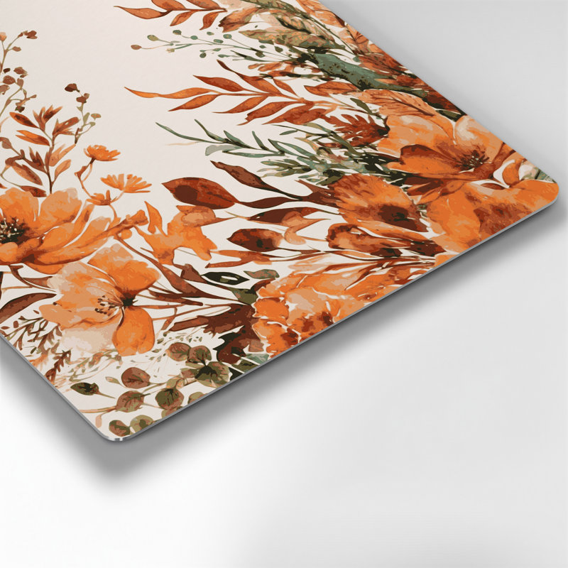 Aquarelle florale 50, art mural en métal beige, H 32 po x l 32 po