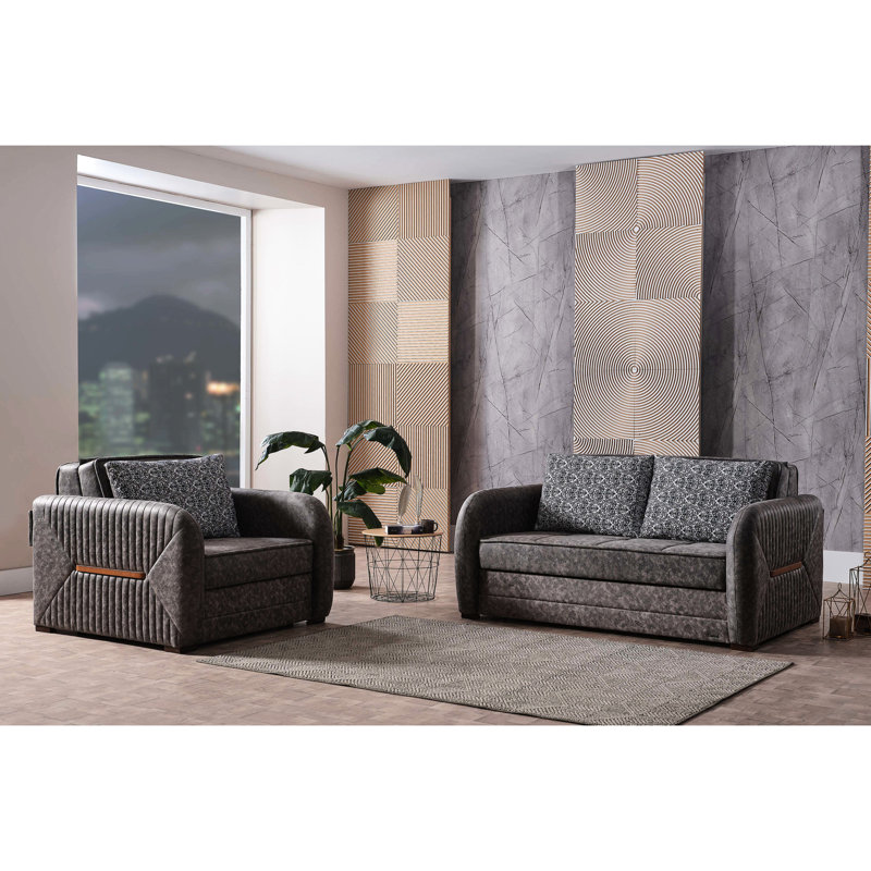 Fauteuil en microsuède avec rangement, gris - élégant et fonctionnel pour votre maison
