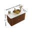 Meuble-lavabo flottant 36 po avec lavabo en céramique doré et tiroirs, brun foncé 36 po
