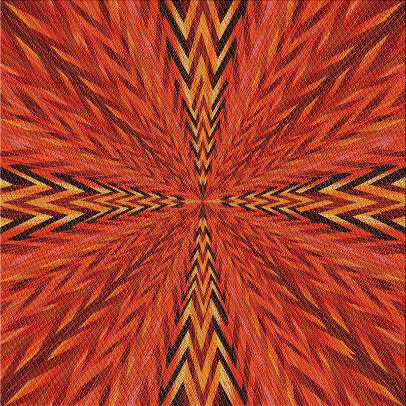 Tapis de zone orange à motif, Carré 3 pi