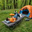Lit de camp pliant gris pour patio avec matelas-115949777