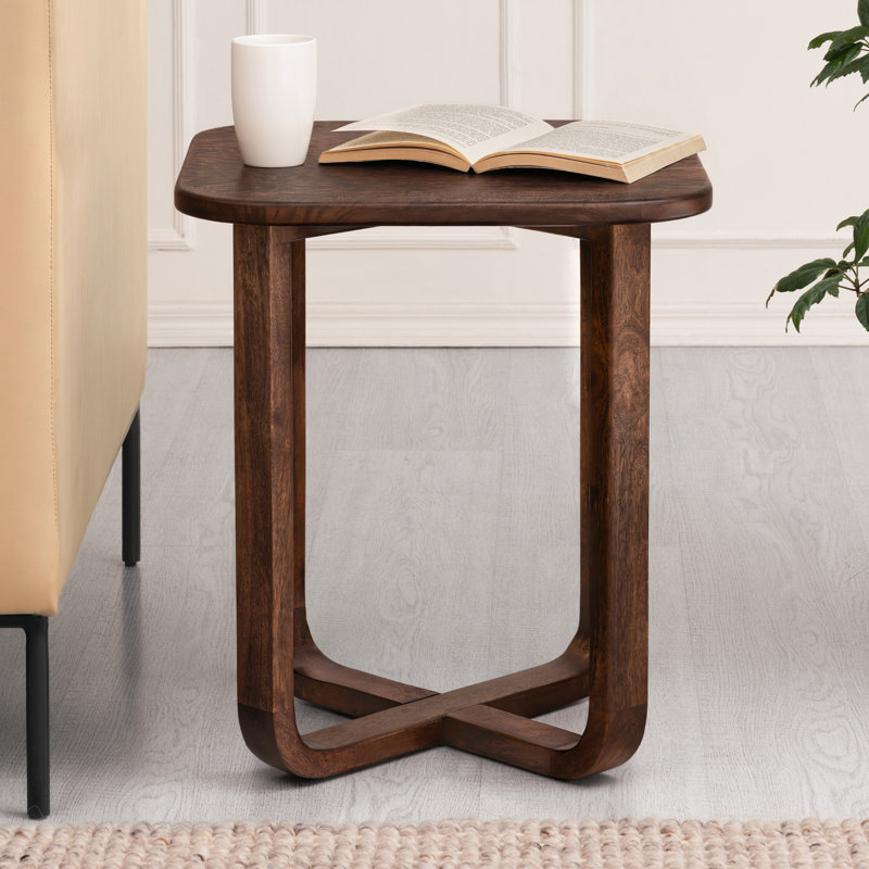 Table de bout carrée en bois massif Ealyn, Espresso