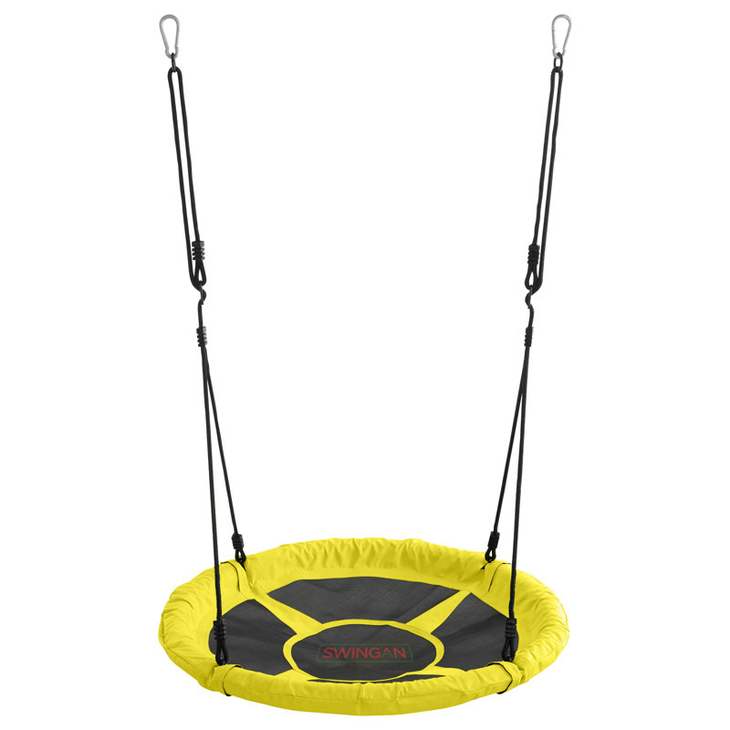 Machrus Swingan 37.5 IN Super Fun Nest Swing With Adjustable Ropes - Solid Fabric Seat Design, Yellow