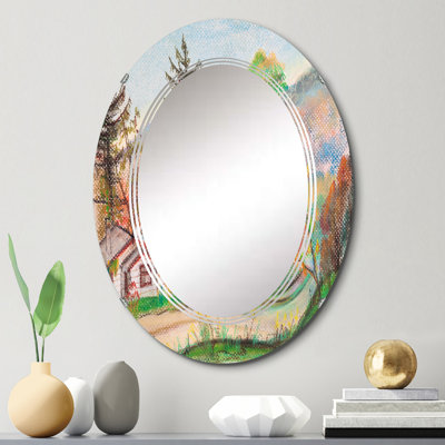 Miroir mural blanc maisons blanches à la campagne