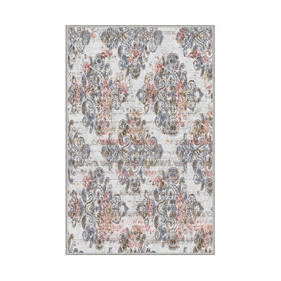 Luxurious Woven Carpet Rug, 2.6 x 4.0 ft | 100% Polyester, 0.4 in Pile Height | Antibacterial & Non-Slip PVC Dot Underside | Machine Washable, 3D Digital Printing | Perfect for Living Room & Bedroom Decor