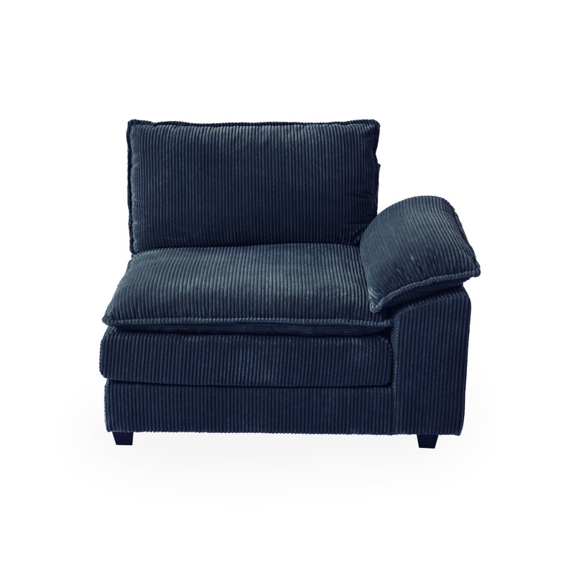Chaise d'angle rembourrée Lauretta, Navy Corduroy