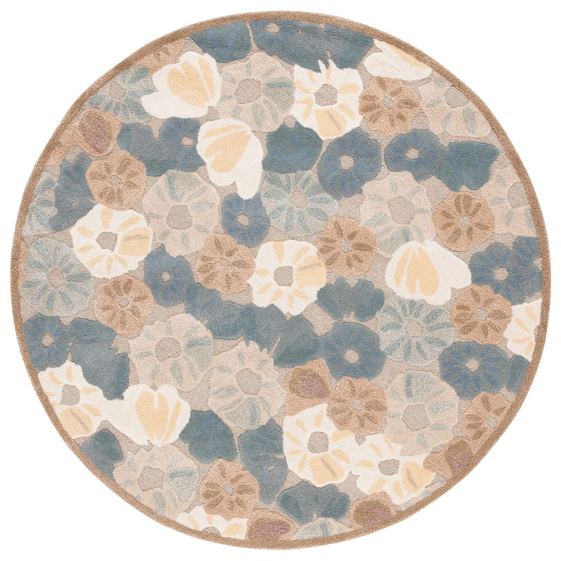 Tapis brun / bleu en laine / viscose touffeté à la main Coreatha Martha Stewart, Rond 6 pi