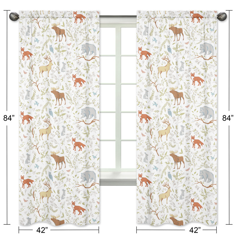 Blue and White Woodland Animal Cotton Sheer Window Panels