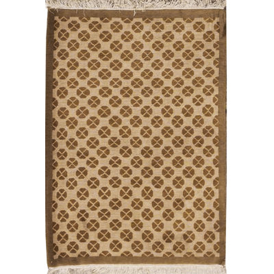 Tapis beige et brun noué à la main de haute qualité