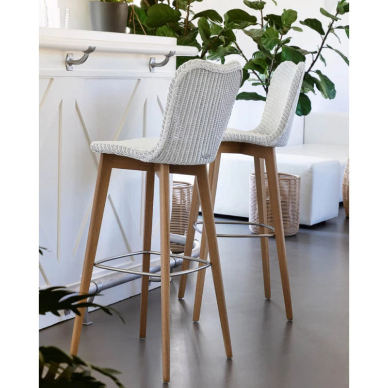 Lily Stool with Solid Wood Frame, White