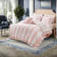 Ensemble de literie complet/queen, couette rose en microfibre à volants et à motifs floraux