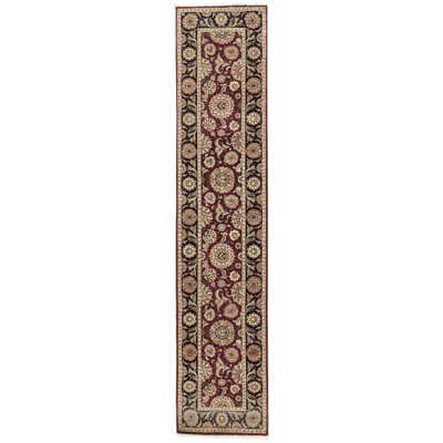 Manchuria Wool Oriental Area Rug in Black/Wine