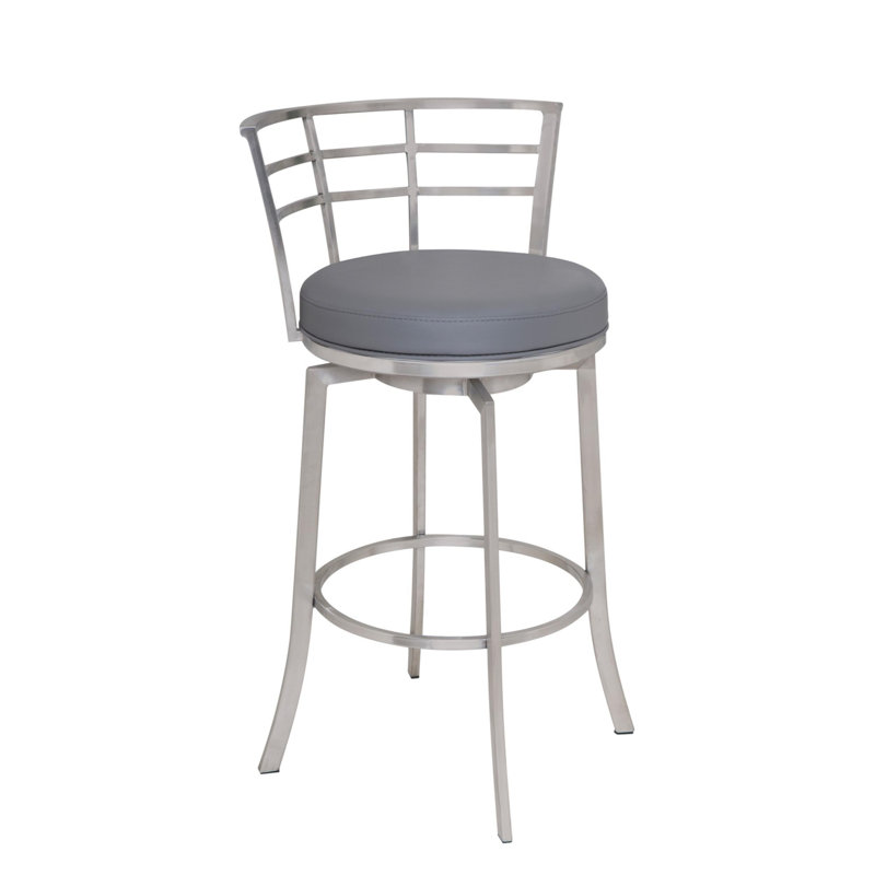 Morris Swivel Stainless Steel Metal Counter Height Bar Stool, Gray, Counter Stool (26" Seat Height)