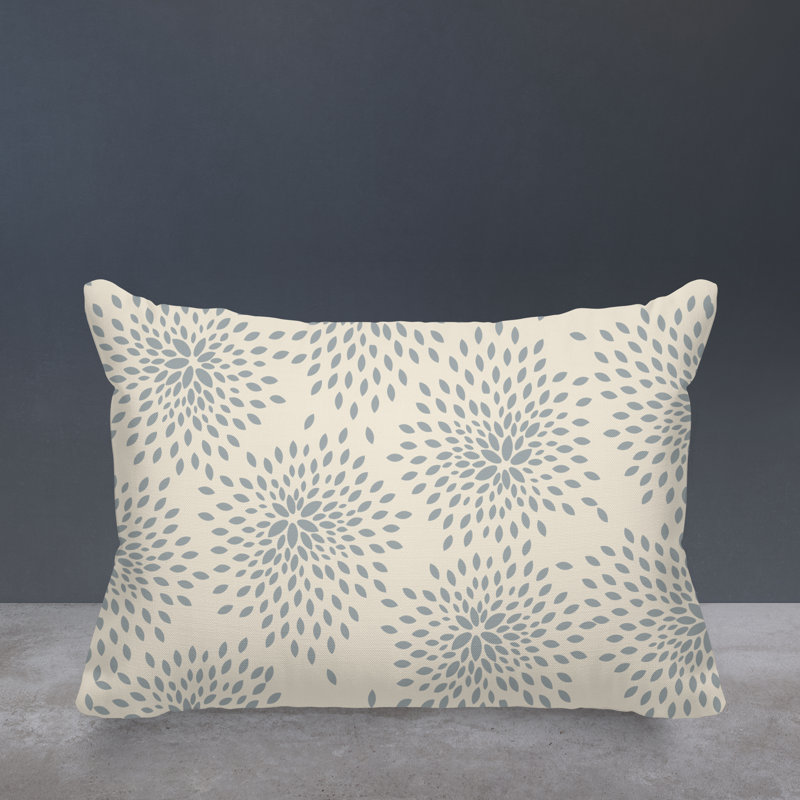 Coussin décoratif intérieur / extérieur en polyester filé floral Bavière, Gris / Crème