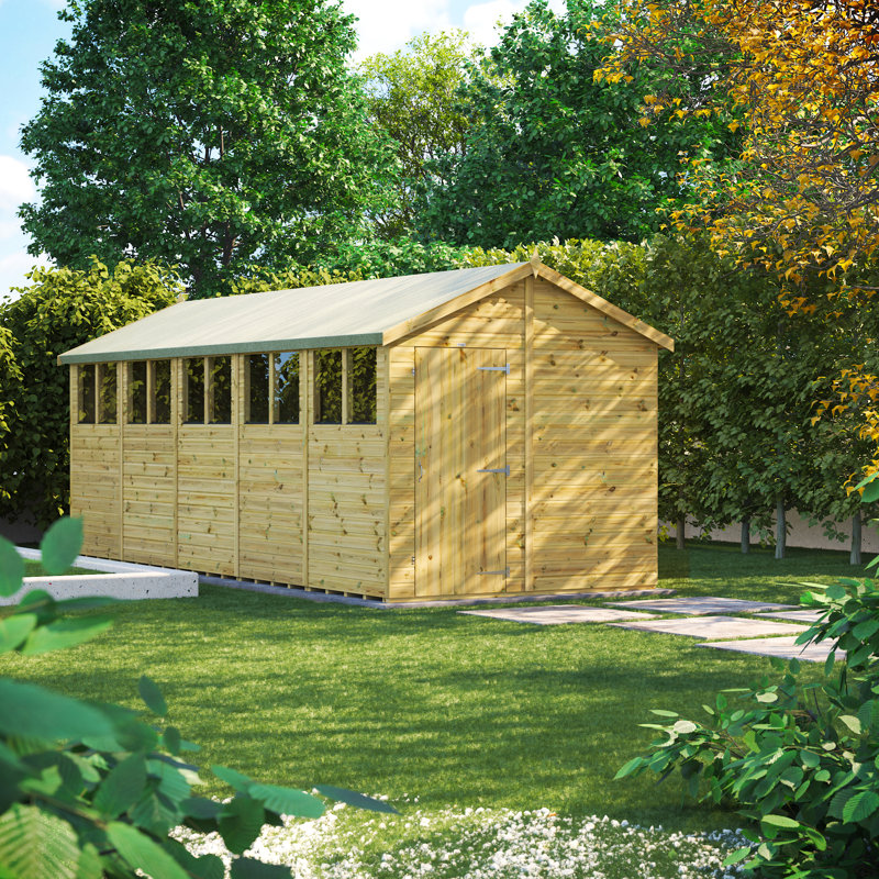Powersheds 20 x 8ft Premium Pressure Treated Timber Apex Garden Shed