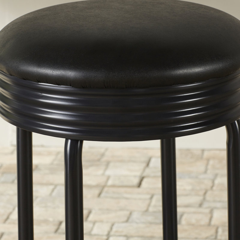 Metal Outdoor Stool with Cushion, Black