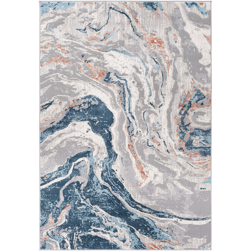 Tapis taupe / ivoire à motif abstrait Mycroft, Rectangle 9 pi x 12 pi 4 po