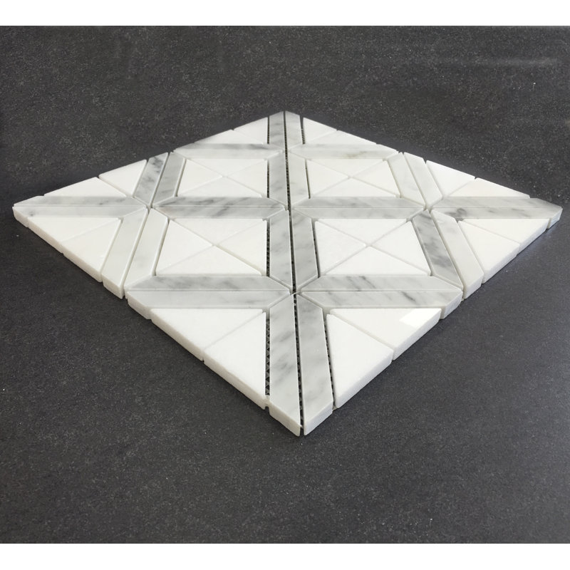 Natural Stone Mosaic Wall & Floor Tile, Thassos White/White Carrara