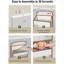 Paquet de 1 organisateur de rangement au-dessus de la porte, organisateur de porte de placard à charge de 35,2 lb, organisateur de salle de bain sans affaissement avec 4 bacs, 6 poches latérales, rangement de porte pour les essentiels de la chambre de bébé, beige