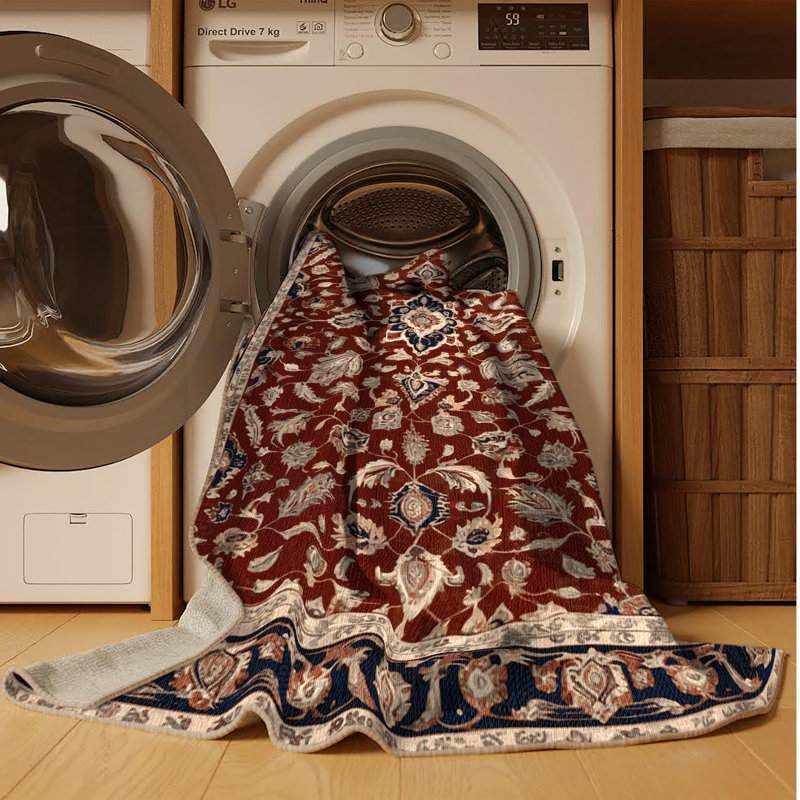 Machine Washable Persian Brown Area Rug, Square 3'