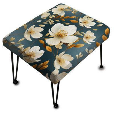 Blanc éthéré Elegance Floral Blooms - Repose-pieds rectangulaire floral