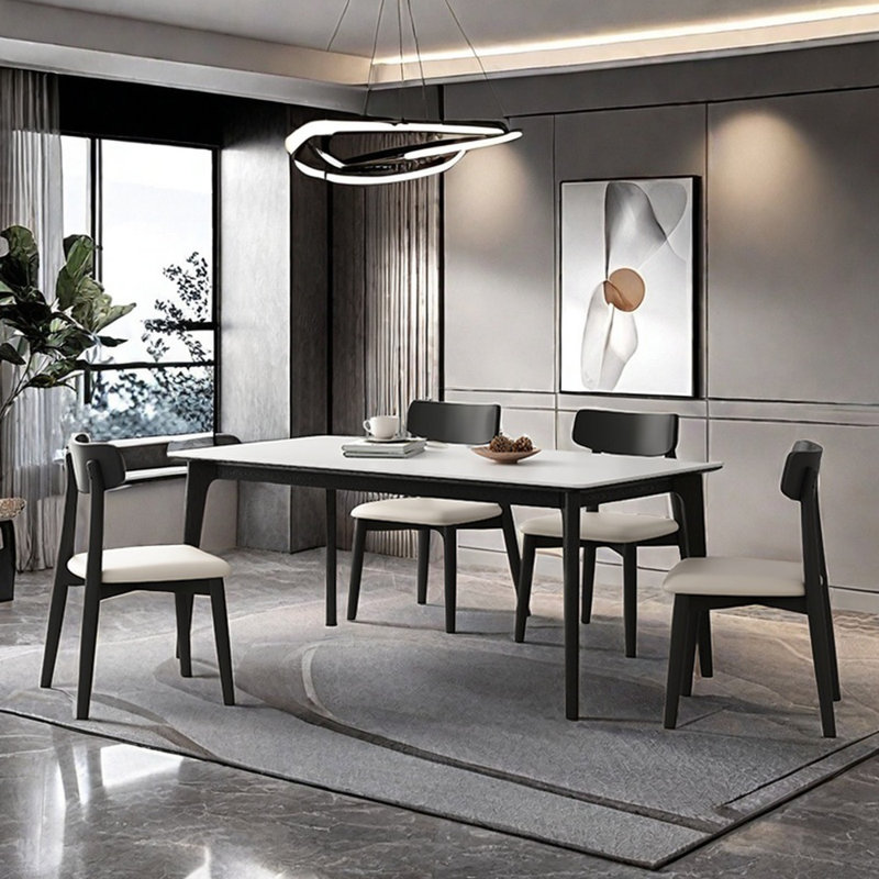 Ash Wood Dining Table and Chair Combo, 29.52"H x 55.11"L x 31.49"W
