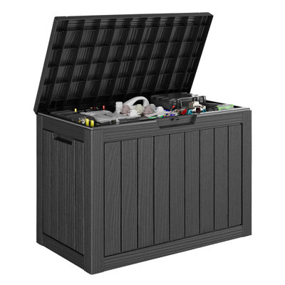 Banc de rangement 50 gallons - Boîte de rangement en résine résistante aux intempéries avec couvercle hydraulique et conception verrouillable