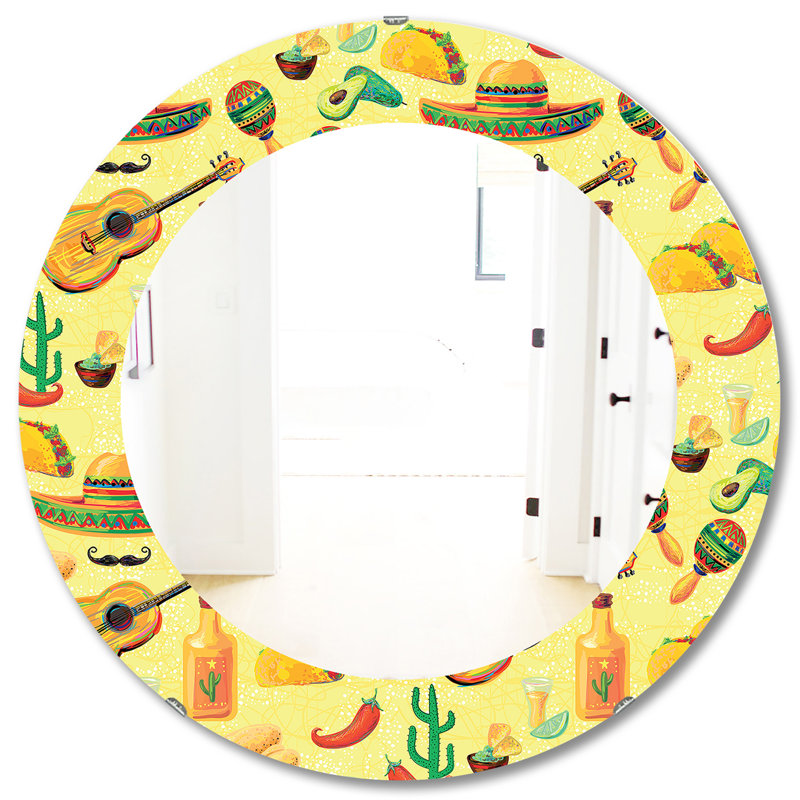 Motif de musique mexicaine - miroir bohémien et éclectique, H 31,5 po x l po