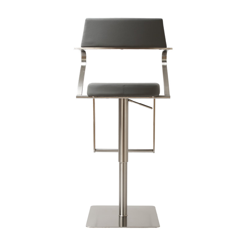 Alfredas Swivel Upholstered Adjustable Height Counter Stool with Metal Frame, Grey/Silver