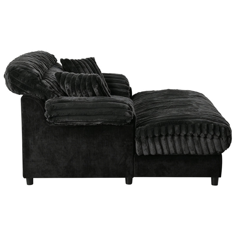 Canapé méridienne moderne 62 po Cloud, Similicuir noir