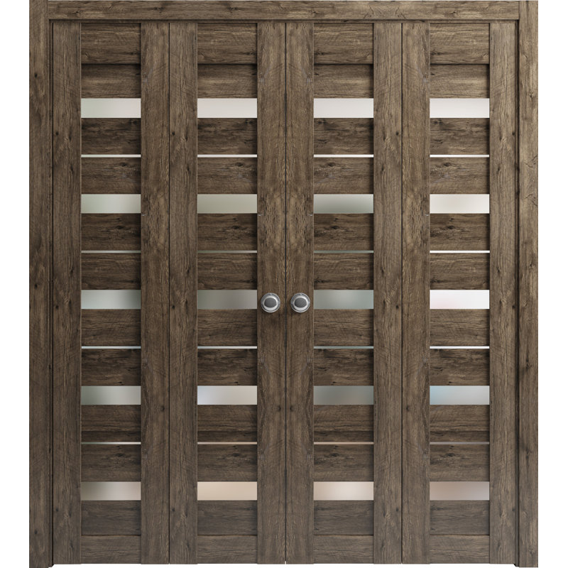 Double portes pliantes en bois givré Quadro, Noyer, 72 po x 96 po