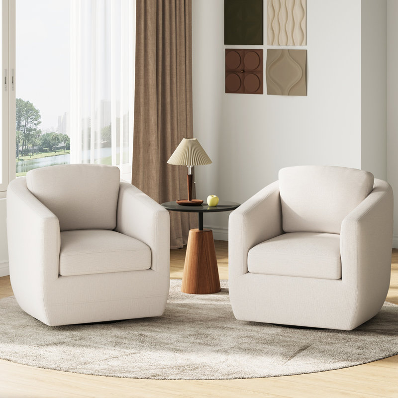 Fauteuil d'appoint pivotant à 360 ° de 29 po de largeur Modern Soft, Tissu beige