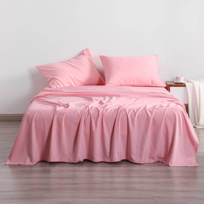 3PC 1800 Series Soft Microfiber Sheet Set, Twin Sheet Set with 1 Pillowcase, Pink