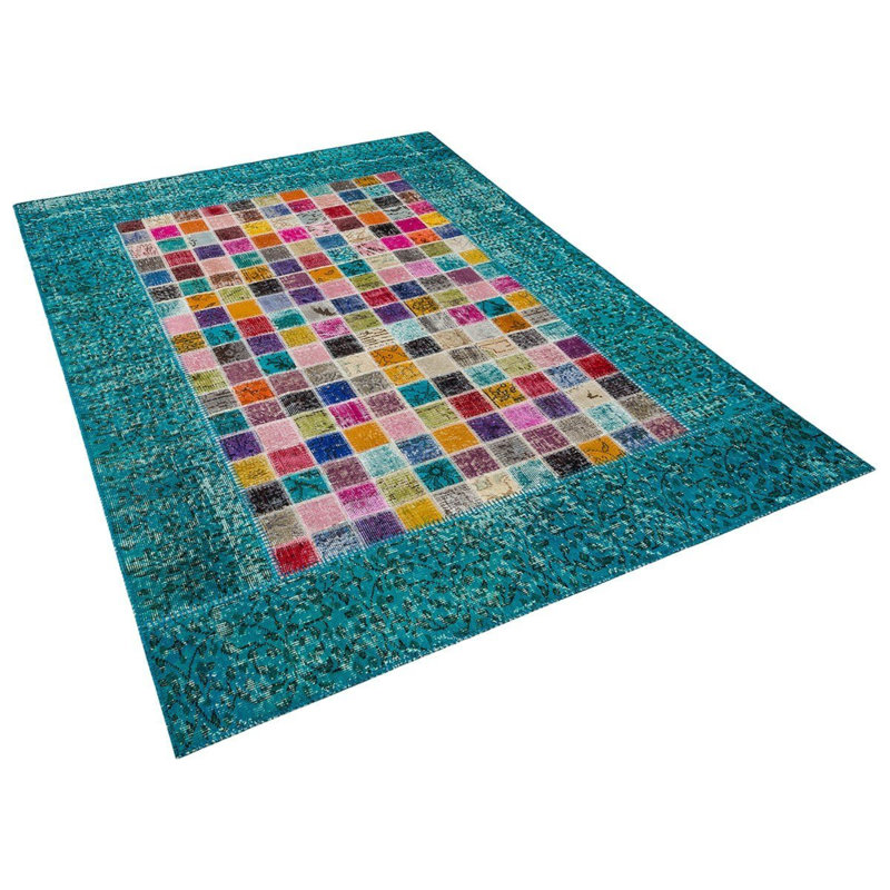 Tapis turquoise multicolore Modern