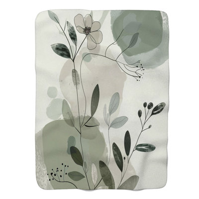 Organic Green Petals - 1 Piece Premium Sherpa Blanket