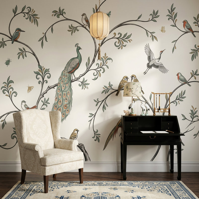 Décoration murale botanique amovible rétro, Non tissé, 120 po x 96 po