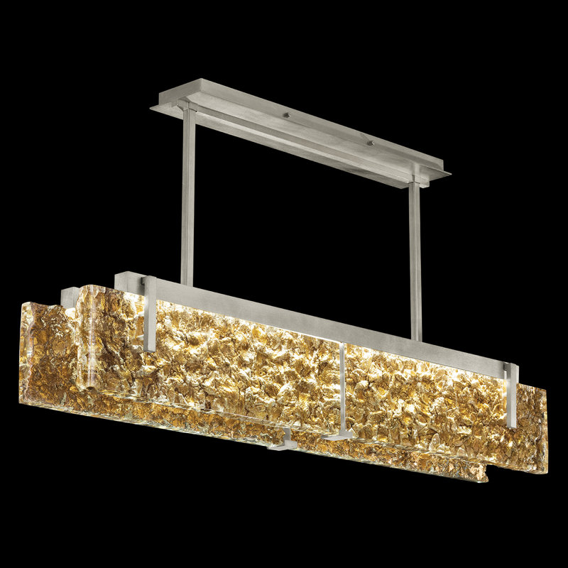 Luminaire suspendu linéaire 52,25 po Terra, Argent, Feuille d’or