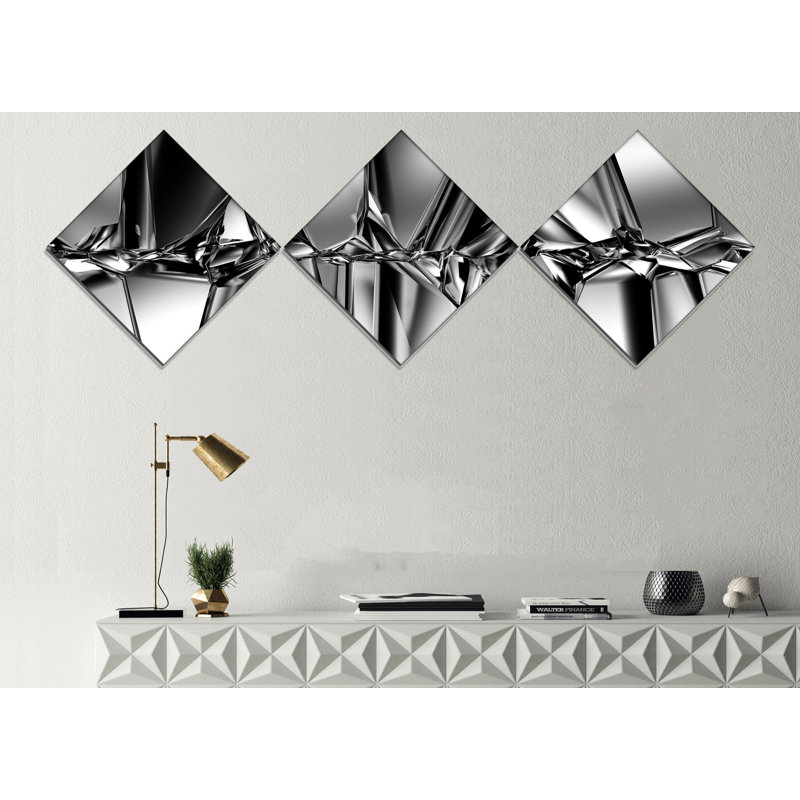 " Black White Crystal Background " 3 - Pieces