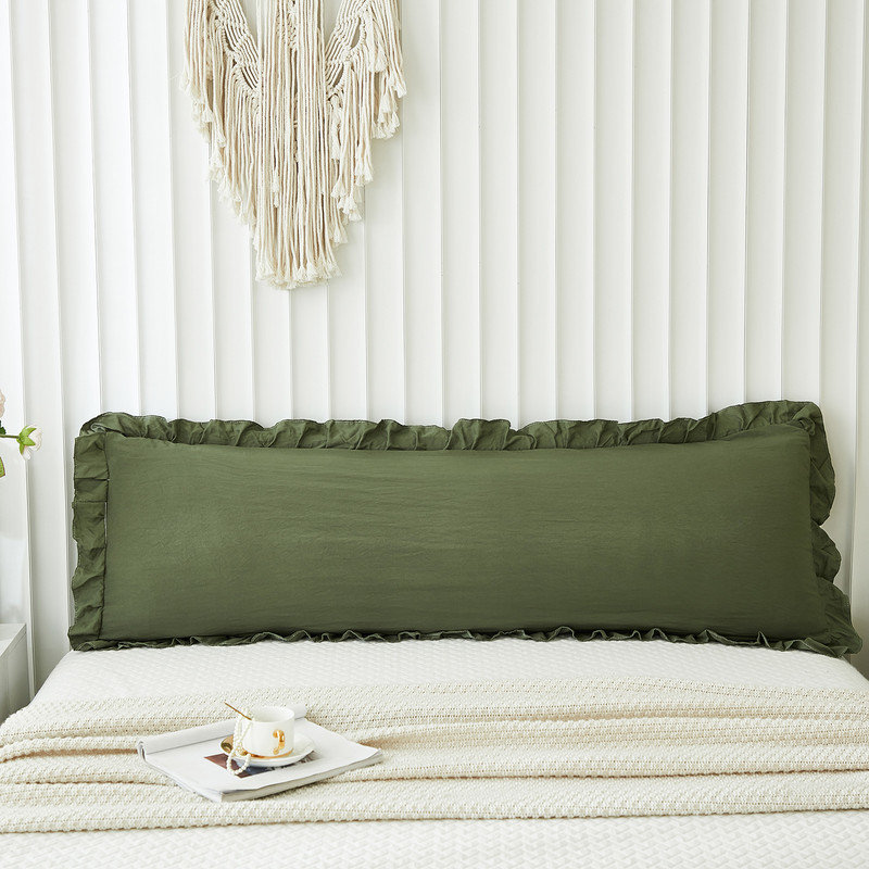 Olive Green Ruffled Fringe Set of 2 Pillowcases - King, King Pillowcase, Olive Green