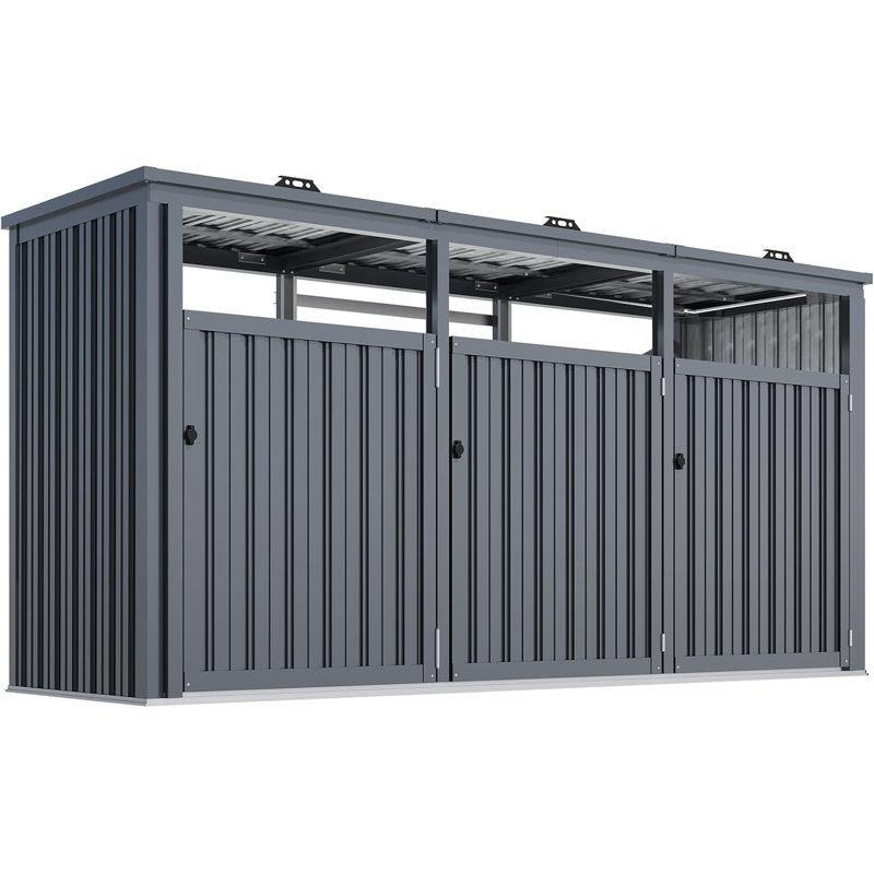 Outdoor Trash Can Storage Shed For 3 Garbage Cans