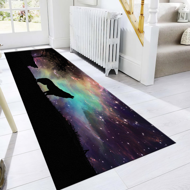 Floral Blossom Pattern Non Woven Thin Type Printed Rug for Indoor Use and Elegant Home Decor, Runner 3'3" x 9'2"