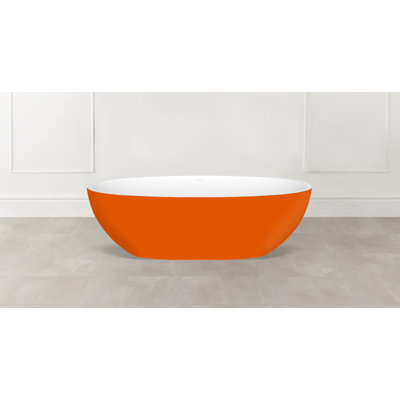 Barcelona Painted 66-7/8" x 31-3/4" Freestanding Soaking Bathtub in Volcanic Limestone with Overflow Hole
