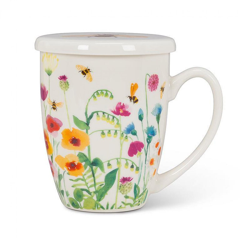 Bee Garden With Lid And Strainer Mug