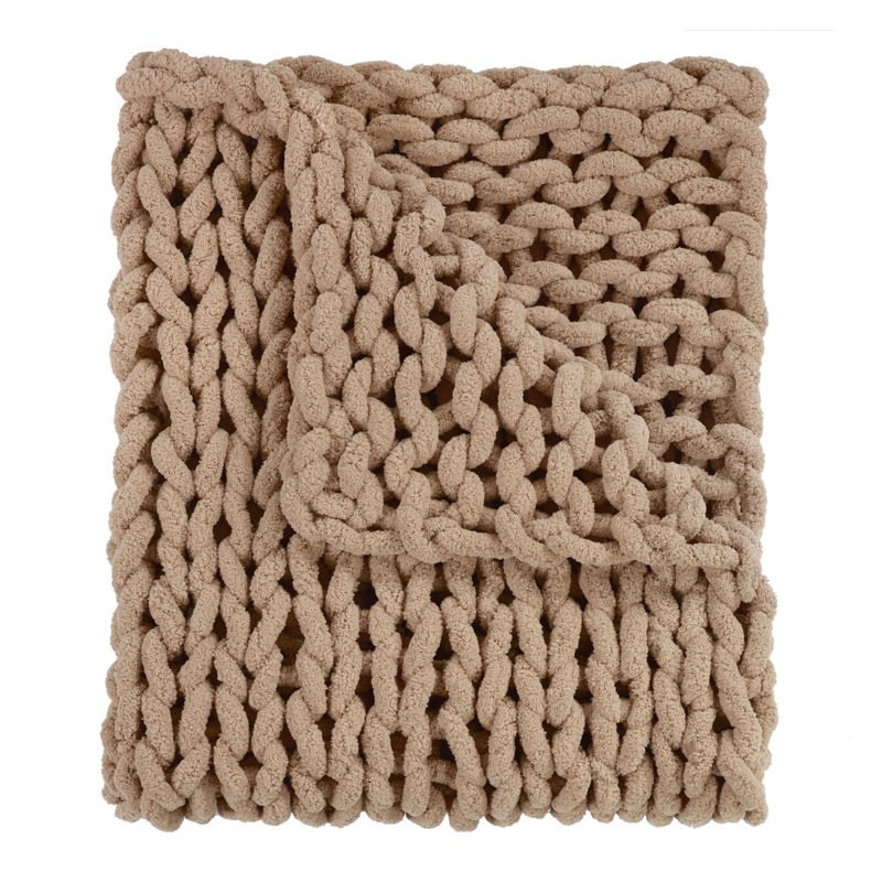 Jeté tricoté en chenille Donna, Vert menthe